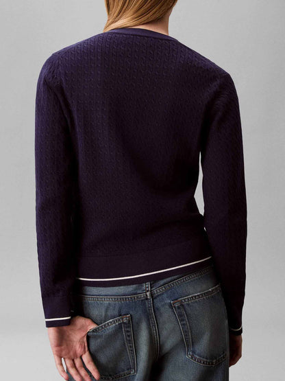 Cardigan blu Calvin Klein Jeans in maglia a trecce da donna
