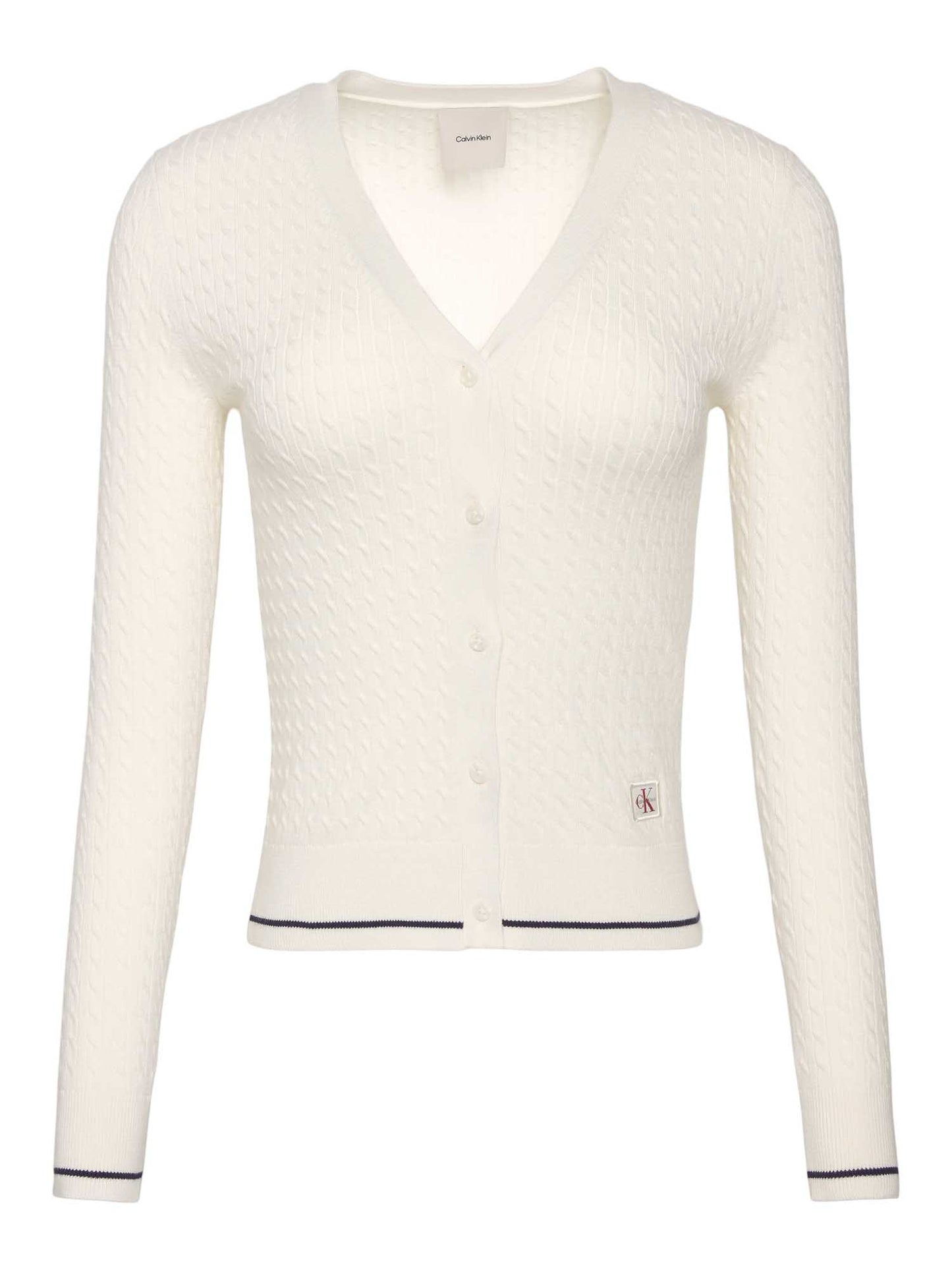 Cardigan bianco Calvin Klein Jeans in morbida maglia a trecce da donna