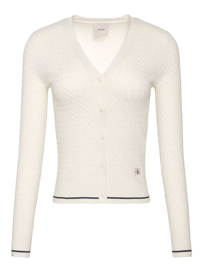 Cardigan bianco Calvin Klein Jeans in morbida maglia a trecce da donna