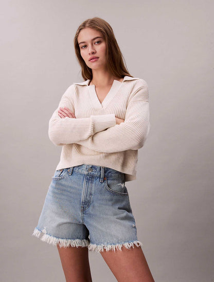 Shorts denim chiaro a vita media Calvin Klein donna stile anni '90