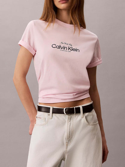 T-shirt rosa Calvin Klein Jeans Classic NYC da donna