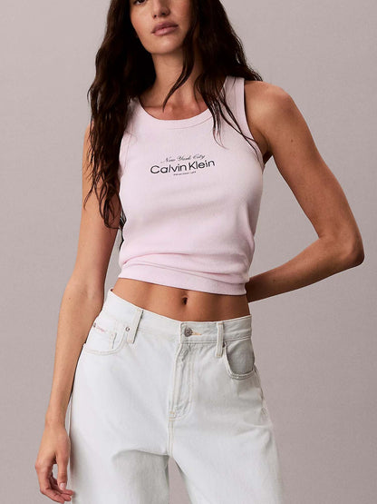 Canotta slim fit Calvin Klein in cotone rosa da donna