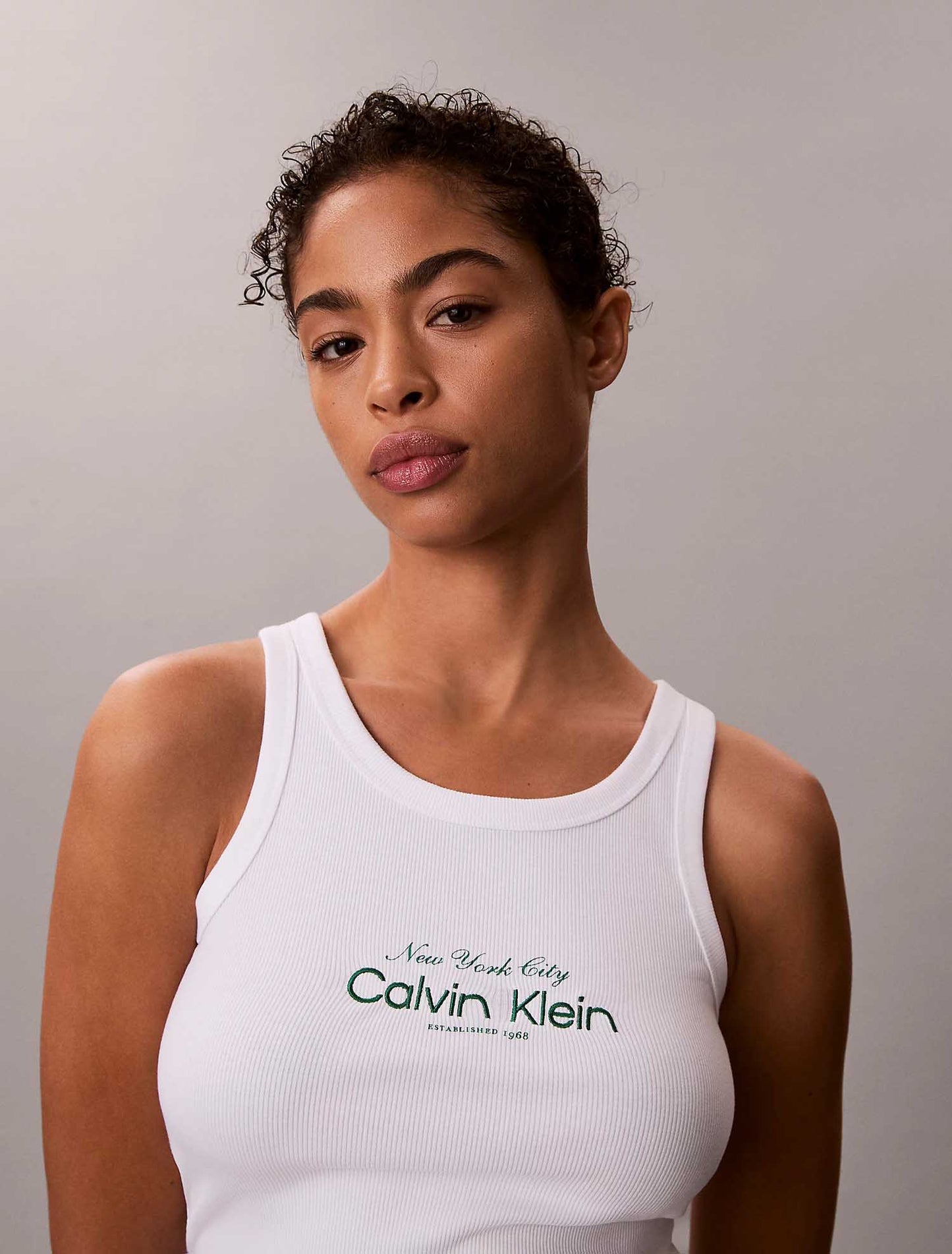 Canotta bianca Calvin Klein Jeans a costine slim fit da donna