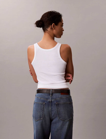 Canotta bianca Calvin Klein Jeans a costine slim fit da donna