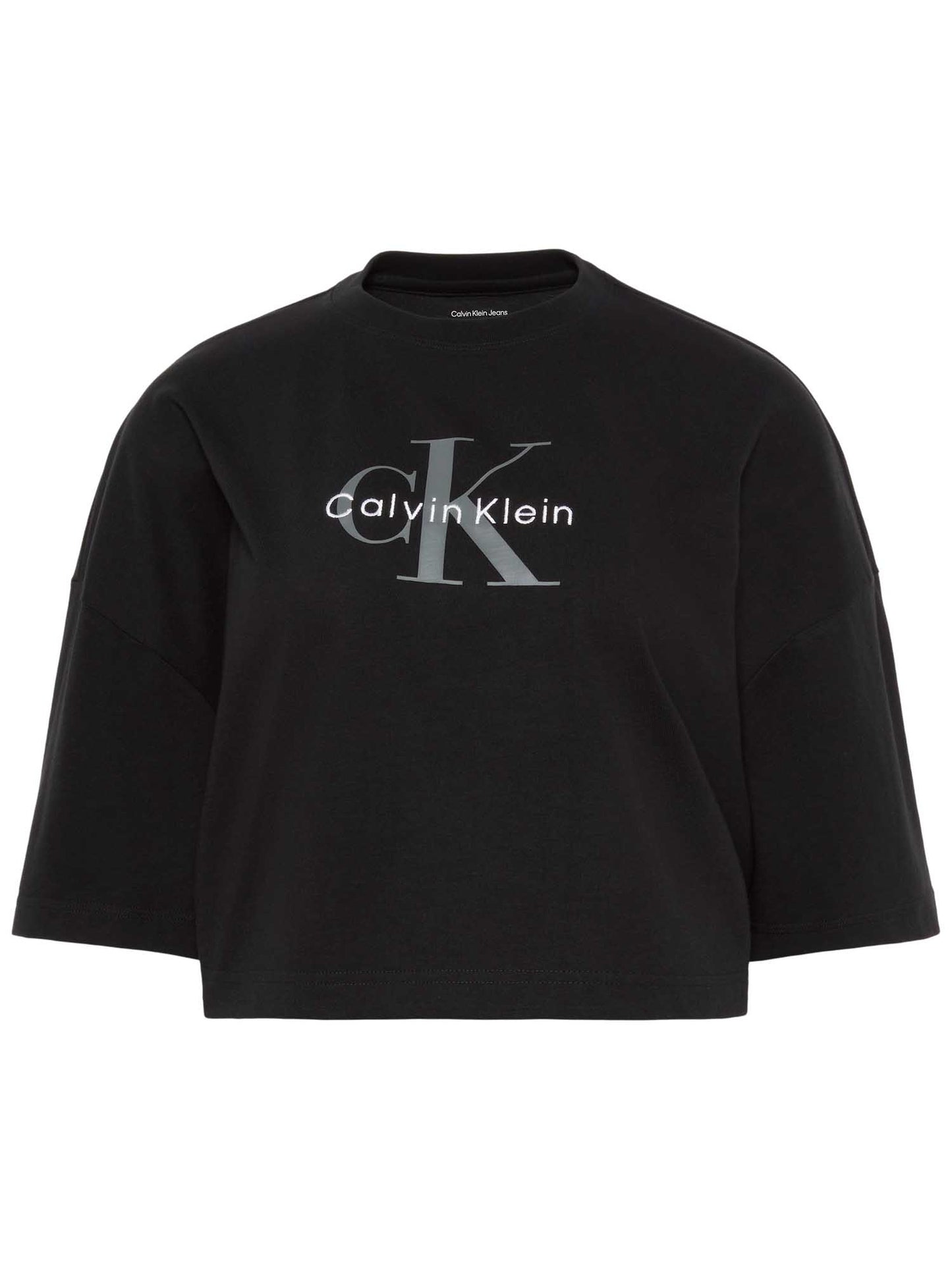 T-shirt nera Calvin Klein Jeans Boxy Fit da donna con logo