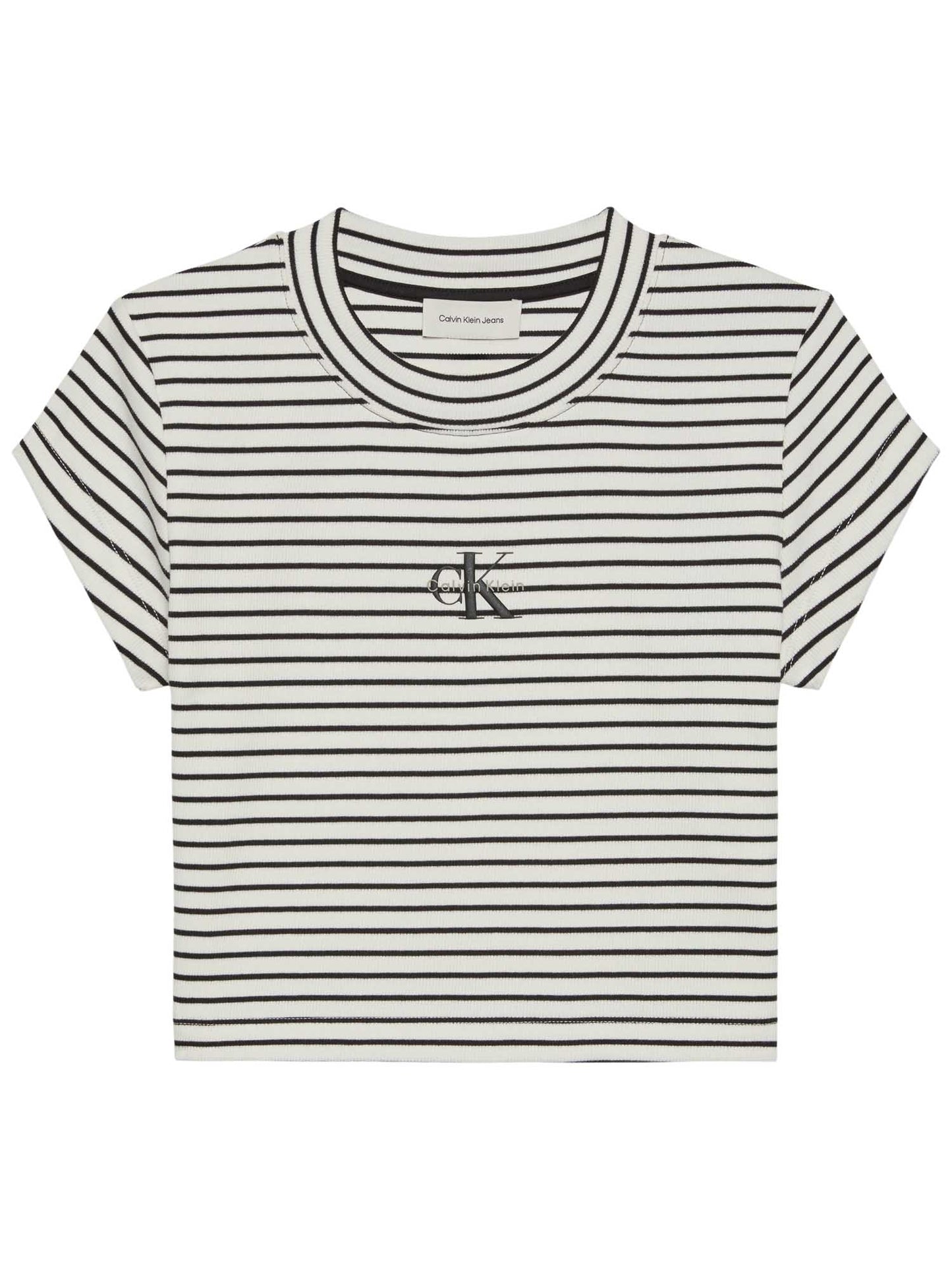 Calvin Klein t-shirt a costine sottili bianca cropped da donna