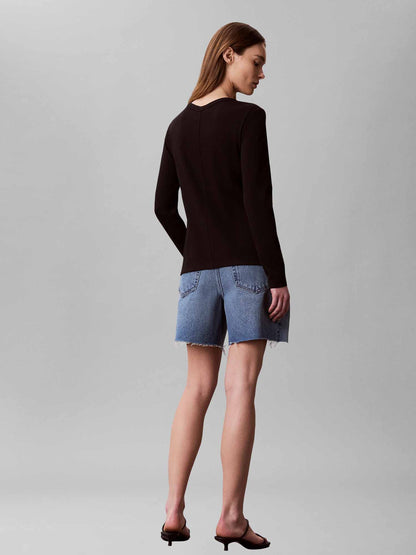 Calvin Klein Woven Label Baby, maglia da donna nera