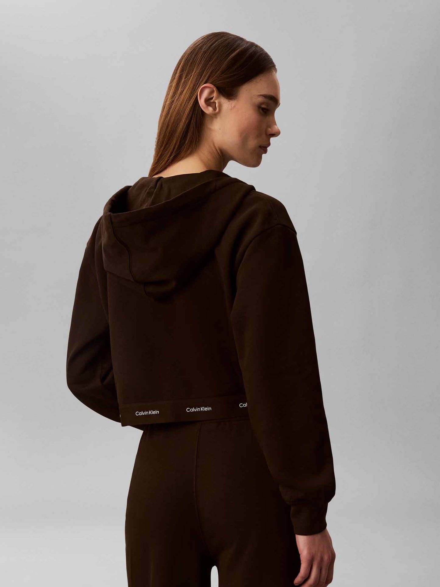 Calvin Klein Terry Logo Cropp, felpa da donna marrone