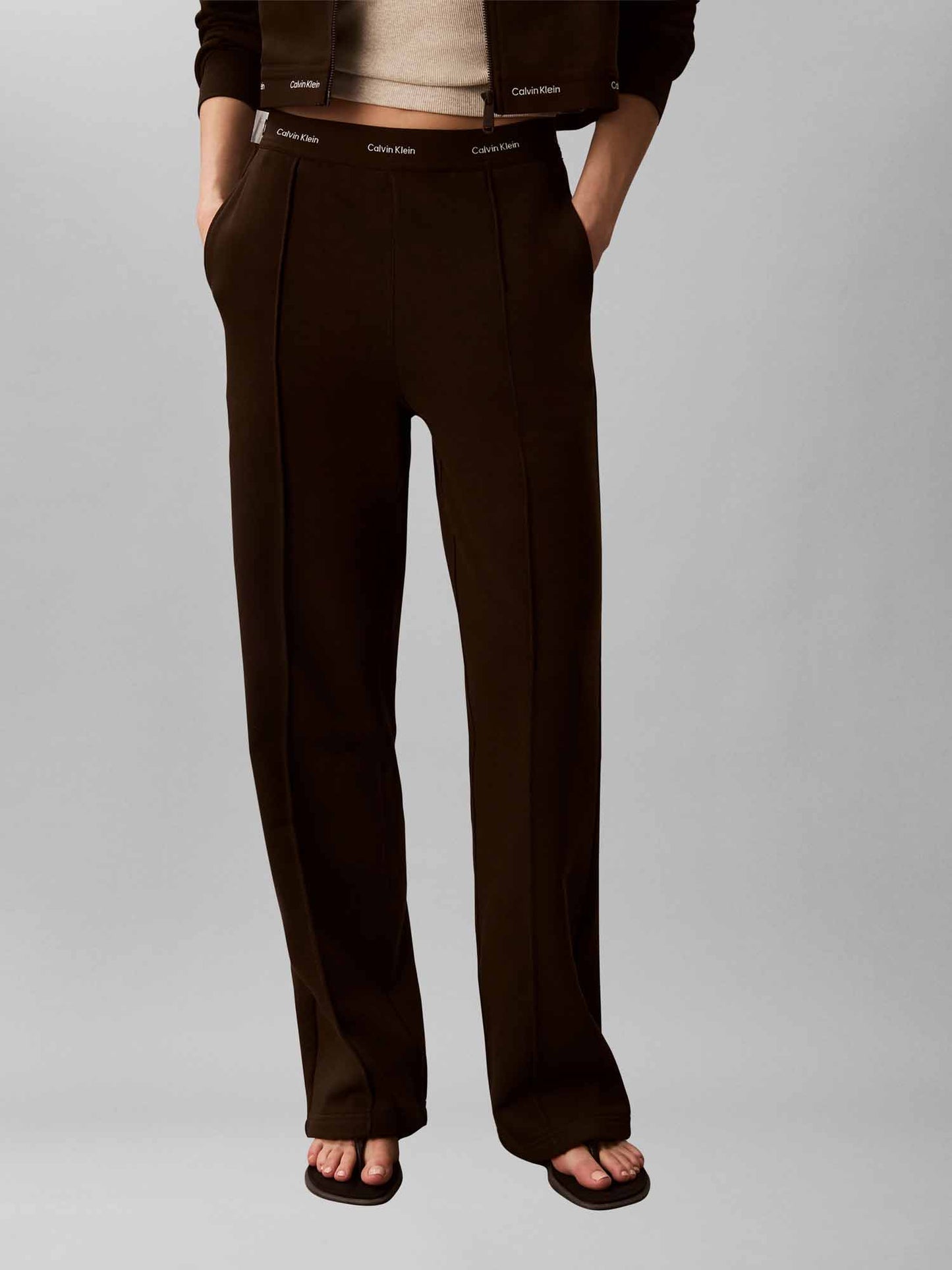 Calvin Klein Terry Logo Track, pantalone da donna marrone