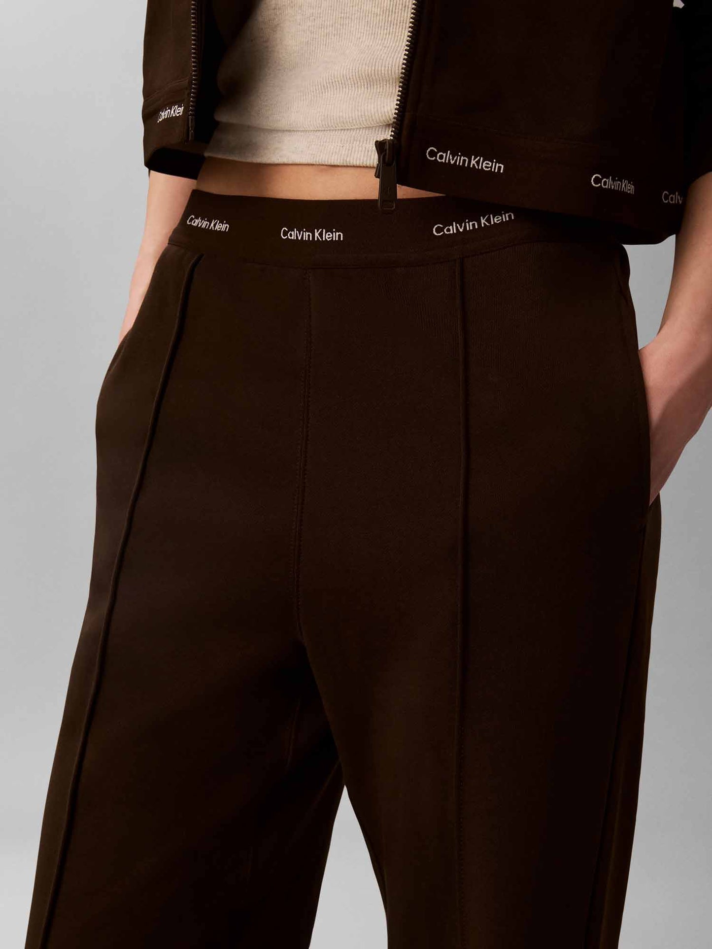 Calvin Klein Terry Logo Track, pantalone da donna marrone