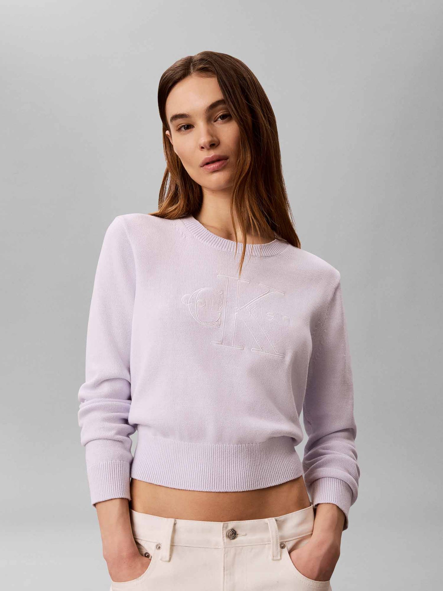 Calvin Klein Logo Outline, maglia da donna lilla