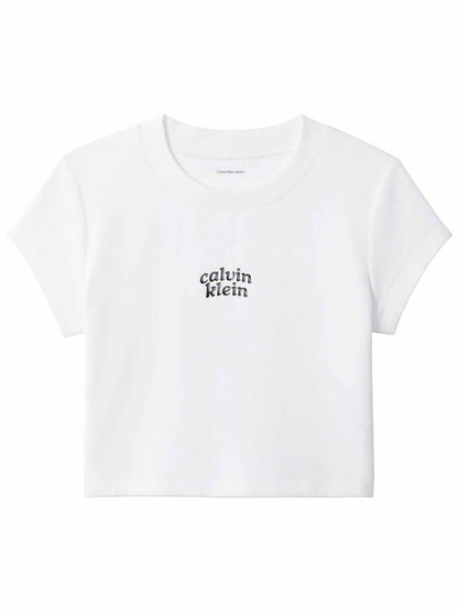 Calvin Klein Seasonal Logo Bab, t-shirt maniche corte da donna bianca