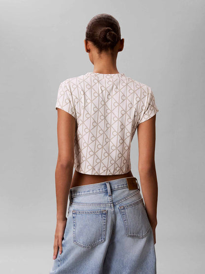 Calvin Klein Monologo Baby, t-shirt maniche corte da donna beige