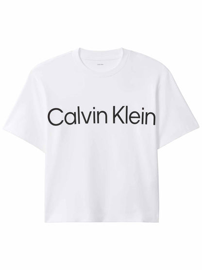 Calvin Klein Ck Boxy Logo Graphic, t-shirt da donna bianca
