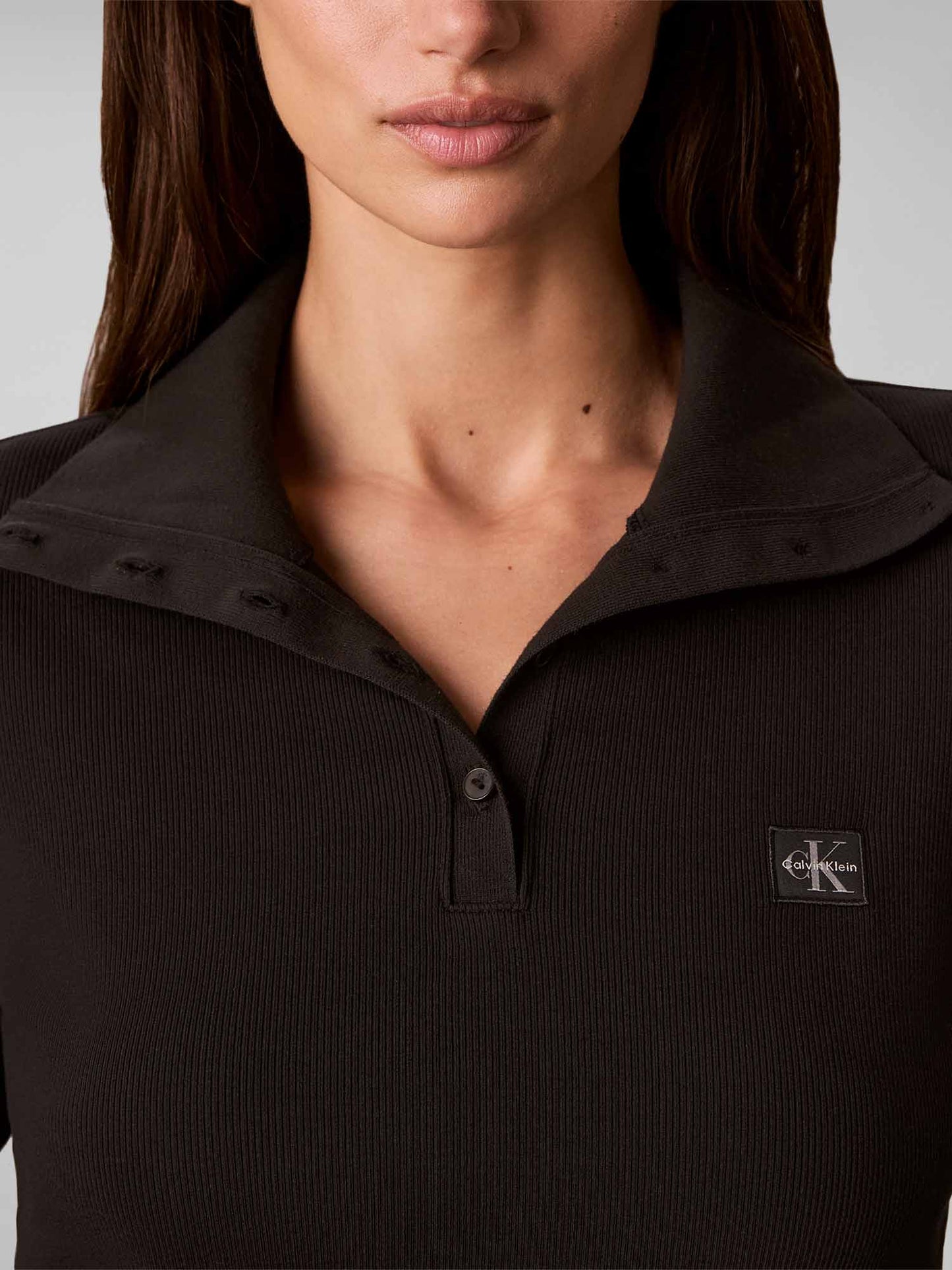 Calvin Klein Label Tneck, t-shirt maniche corte da donna nera