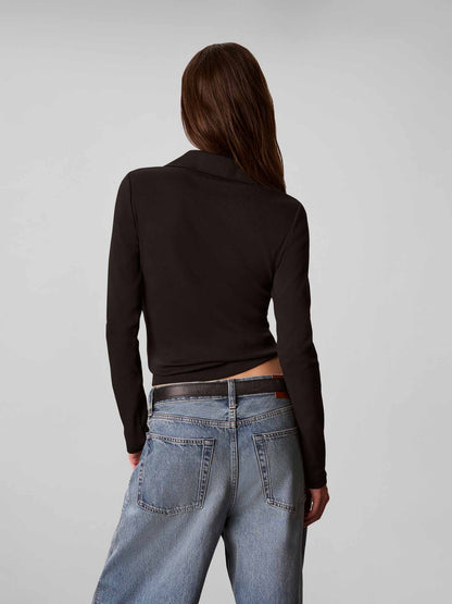 Calvin Klein Label Tneck, t-shirt maniche corte da donna nera