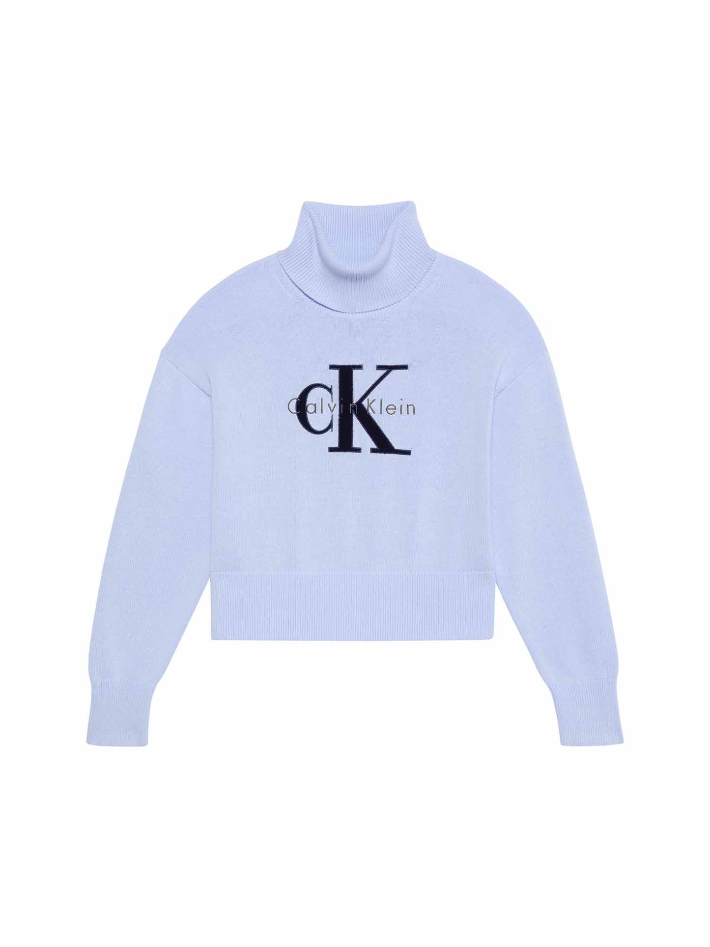 Calvin Klein CK Logo Tneck, maglia da donna azzurra