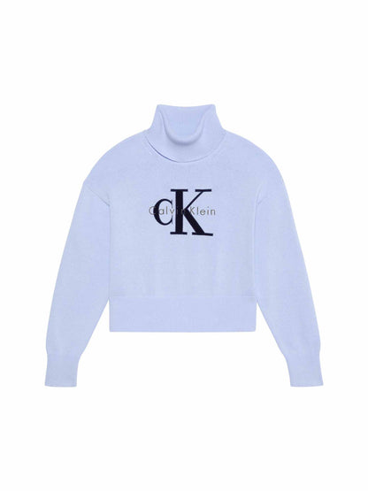 Calvin Klein CK Logo Tneck, maglia da donna azzurra