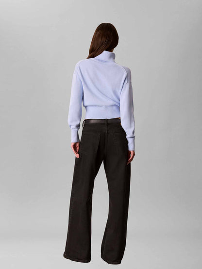 Calvin Klein CK Logo Tneck, maglia da donna azzurra