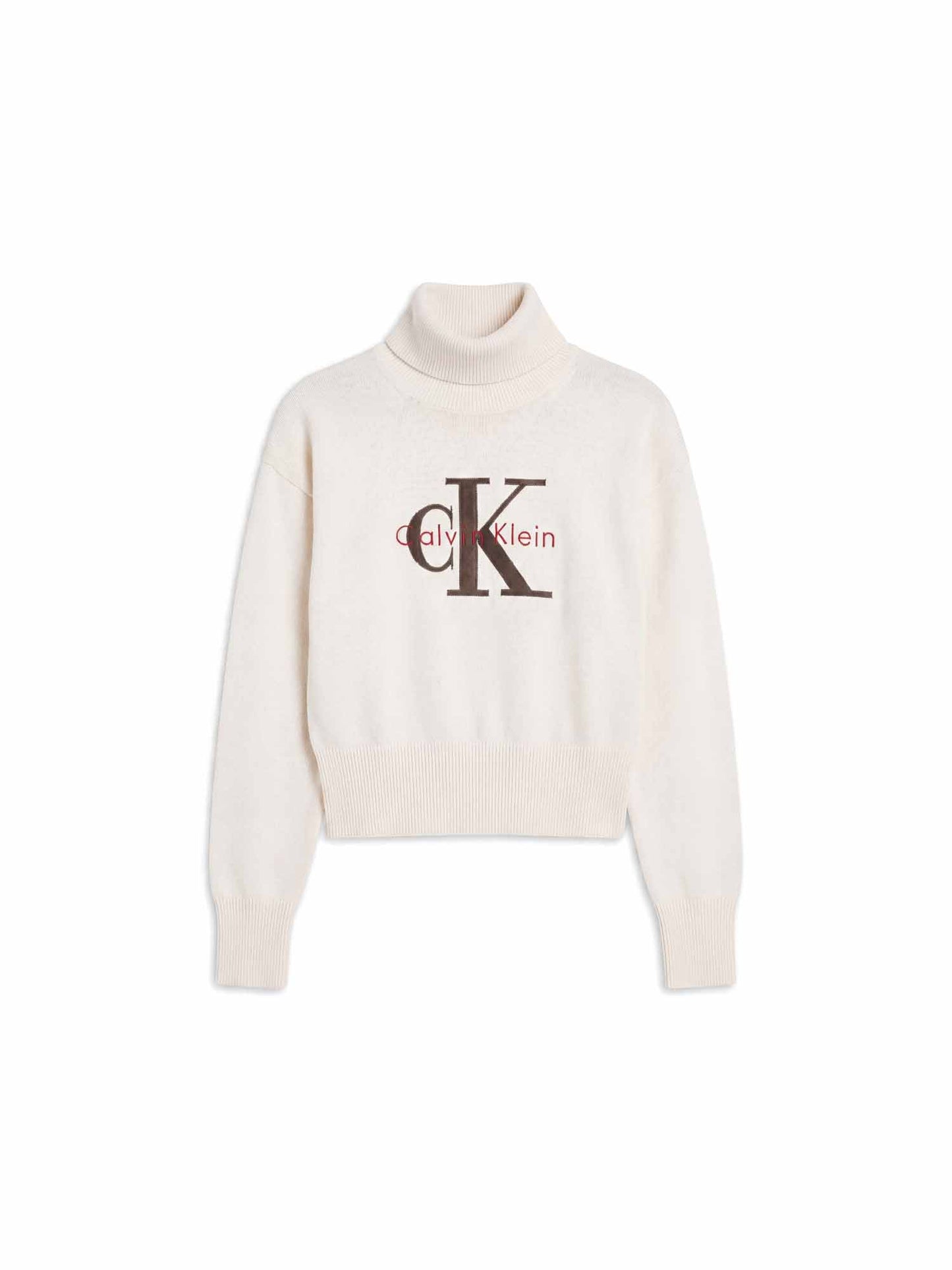 Calvin Klein CK Logo Tneck, maglia da donna bianca