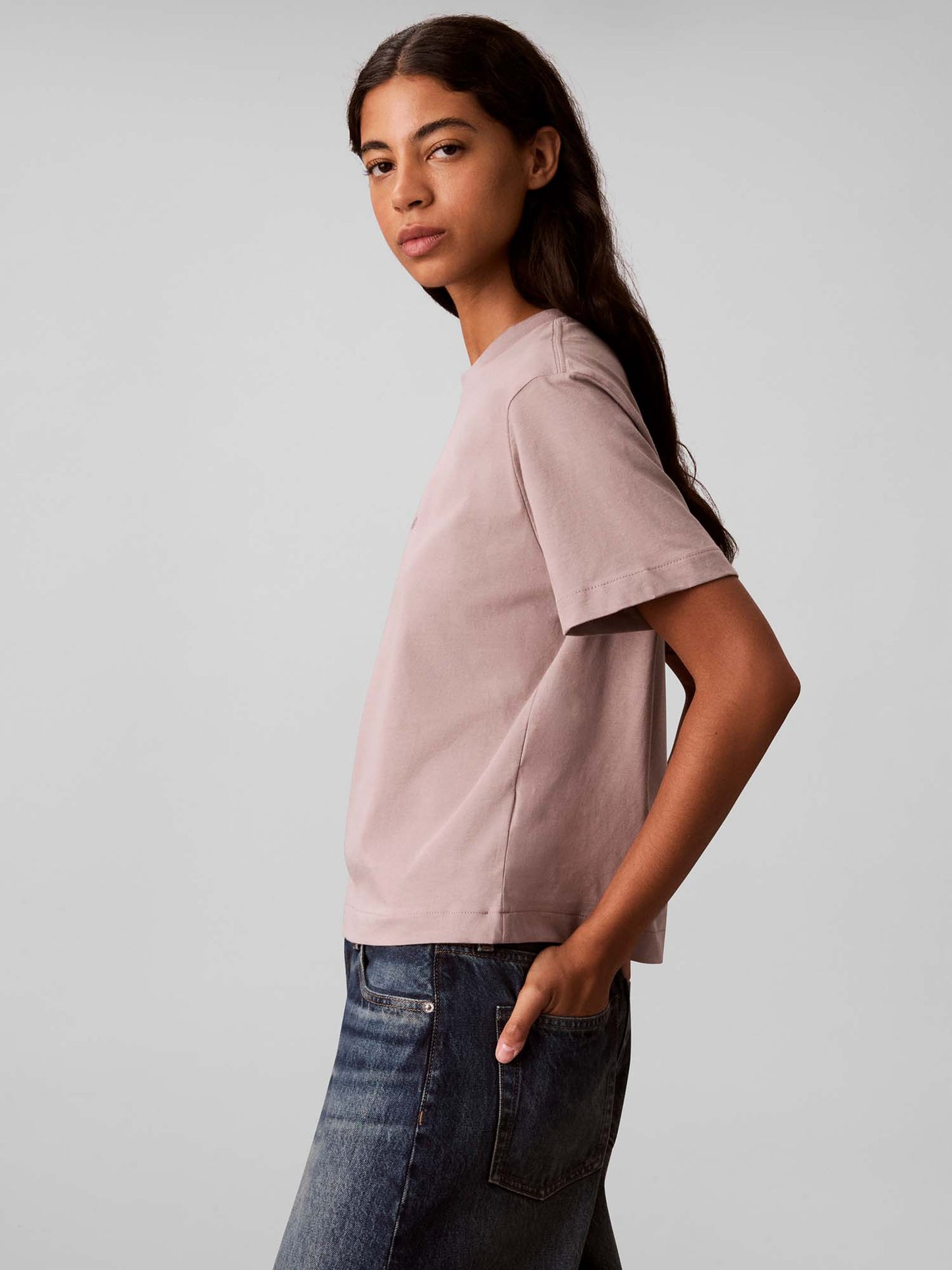 Calvin Klein Ck Boxy Monologo, t-shirt maniche corte da donna rosa