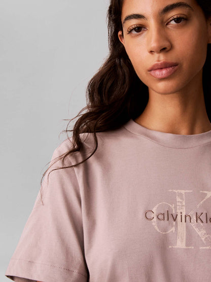 Calvin Klein Ck Boxy Monologo, t-shirt maniche corte da donna rosa