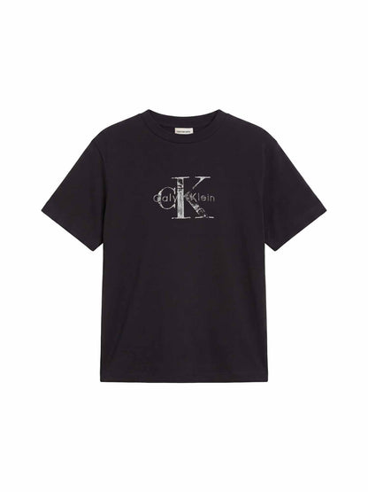 Calvin Klein CK Boxy Monologo, t-shirt maniche corte da donna nera