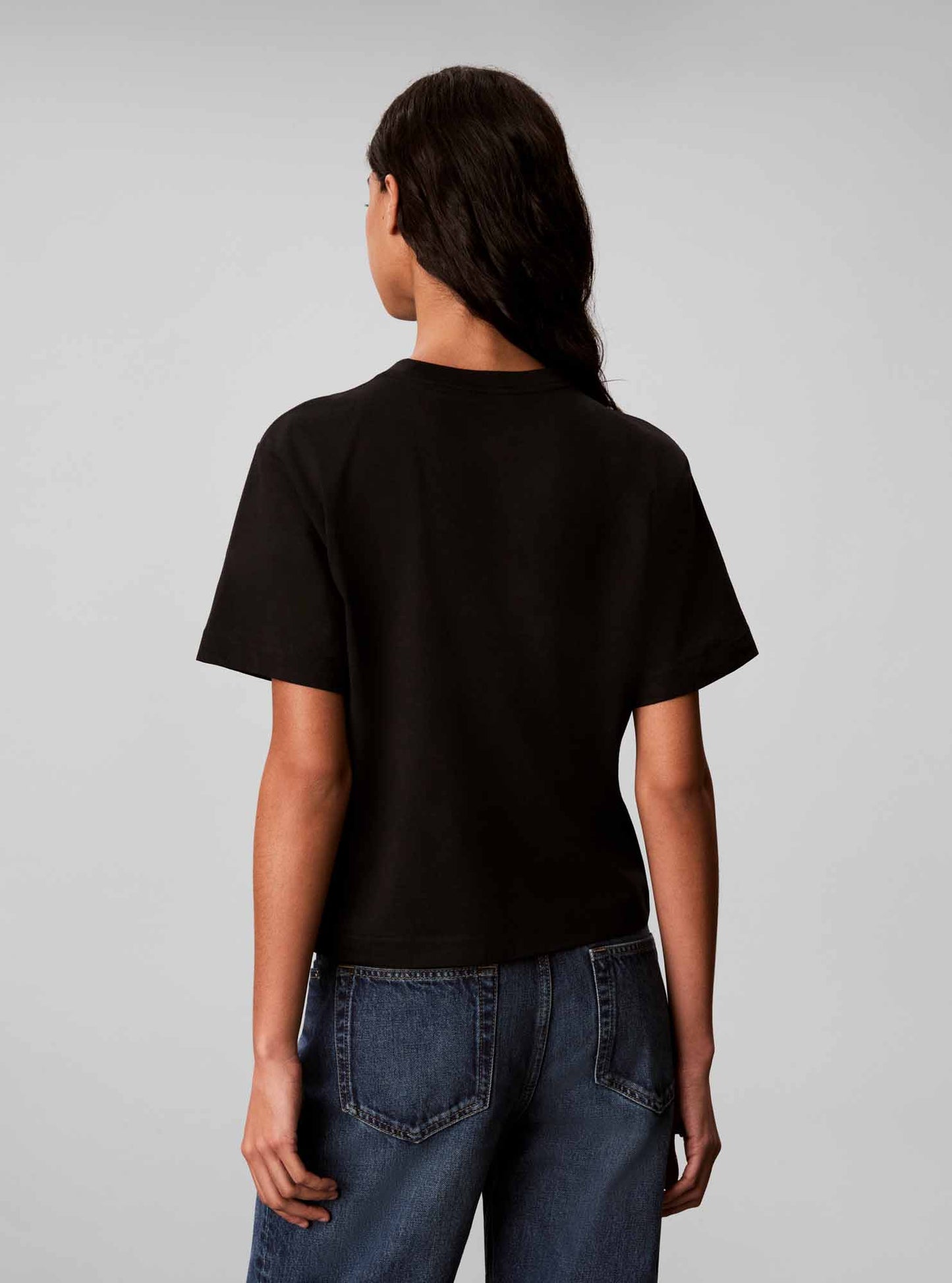 Calvin Klein CK Boxy Monologo, t-shirt maniche corte da donna nera