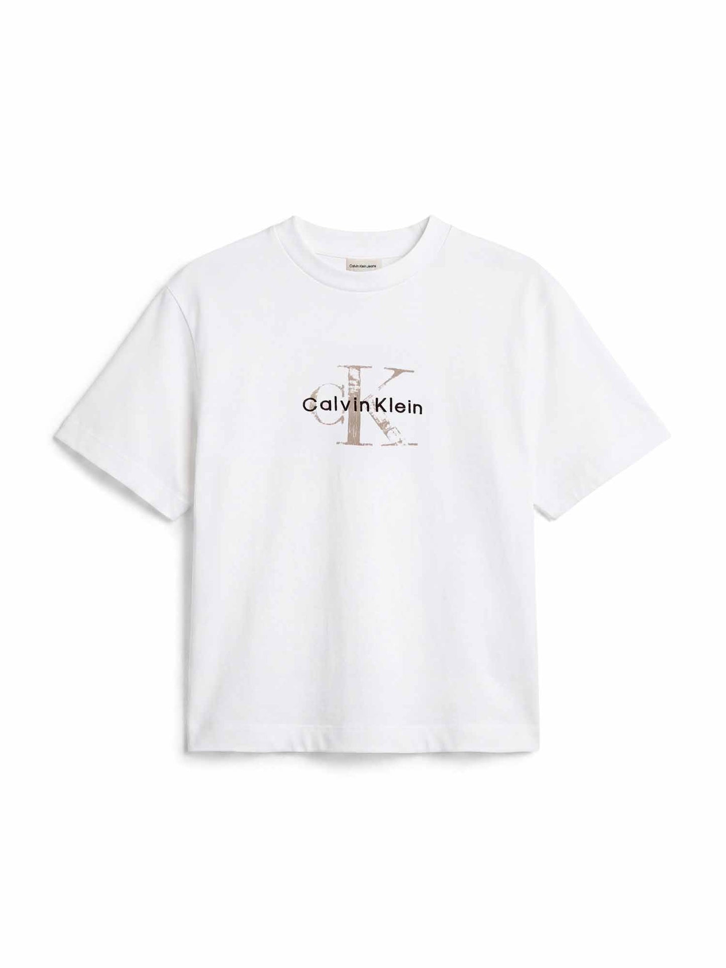 Calvin Klein Ck Boxy Monologo, t-shirt maniche corte da donna bianca