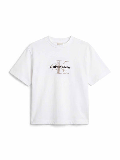 Calvin Klein Ck Boxy Monologo, t-shirt maniche corte da donna bianca