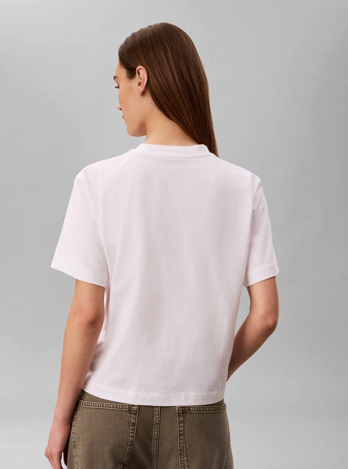 Calvin Klein Ck Boxy Monologo, t-shirt maniche corte da donna bianca