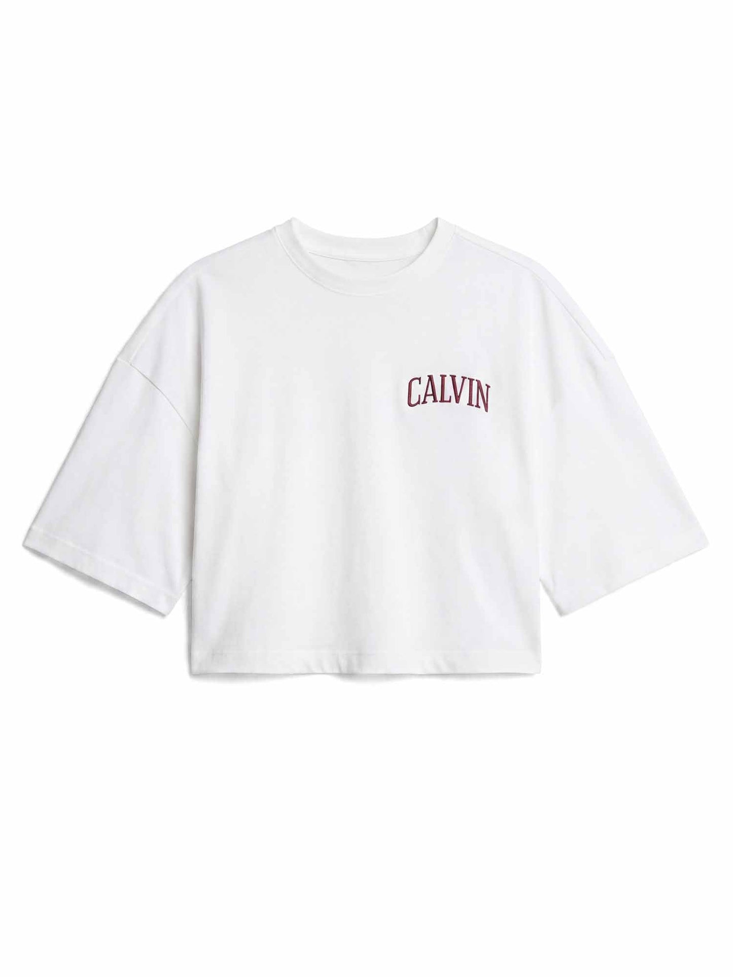 Calvin Klein Ck Boxy Cropped, t-shirt maniche corte da donna bianca