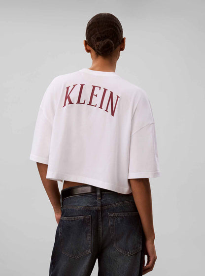Calvin Klein Ck Boxy Cropped, t-shirt maniche corte da donna bianca