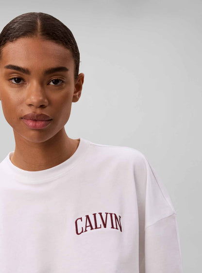 Calvin Klein Ck Boxy Cropped, t-shirt maniche corte da donna bianca