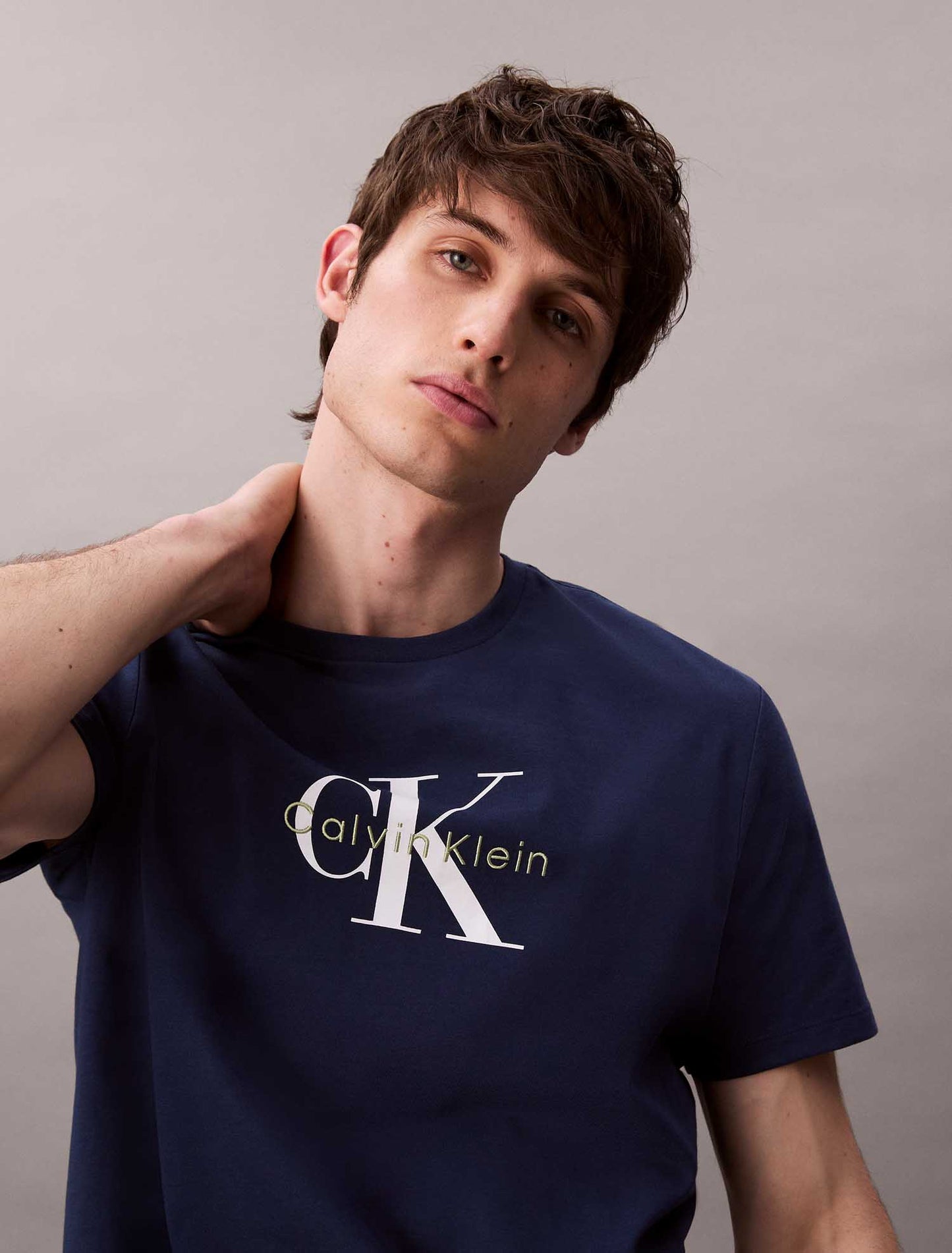 T-SHIRT HERO MONOLOGO TEE CALVIN KLEIN JEANS UOMO AVIO