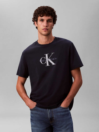 Calvin Klein Jeans t-shirt blu da uomo con logo ricamato