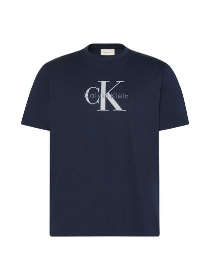 Calvin Klein Jeans t-shirt blu da uomo con logo ricamato