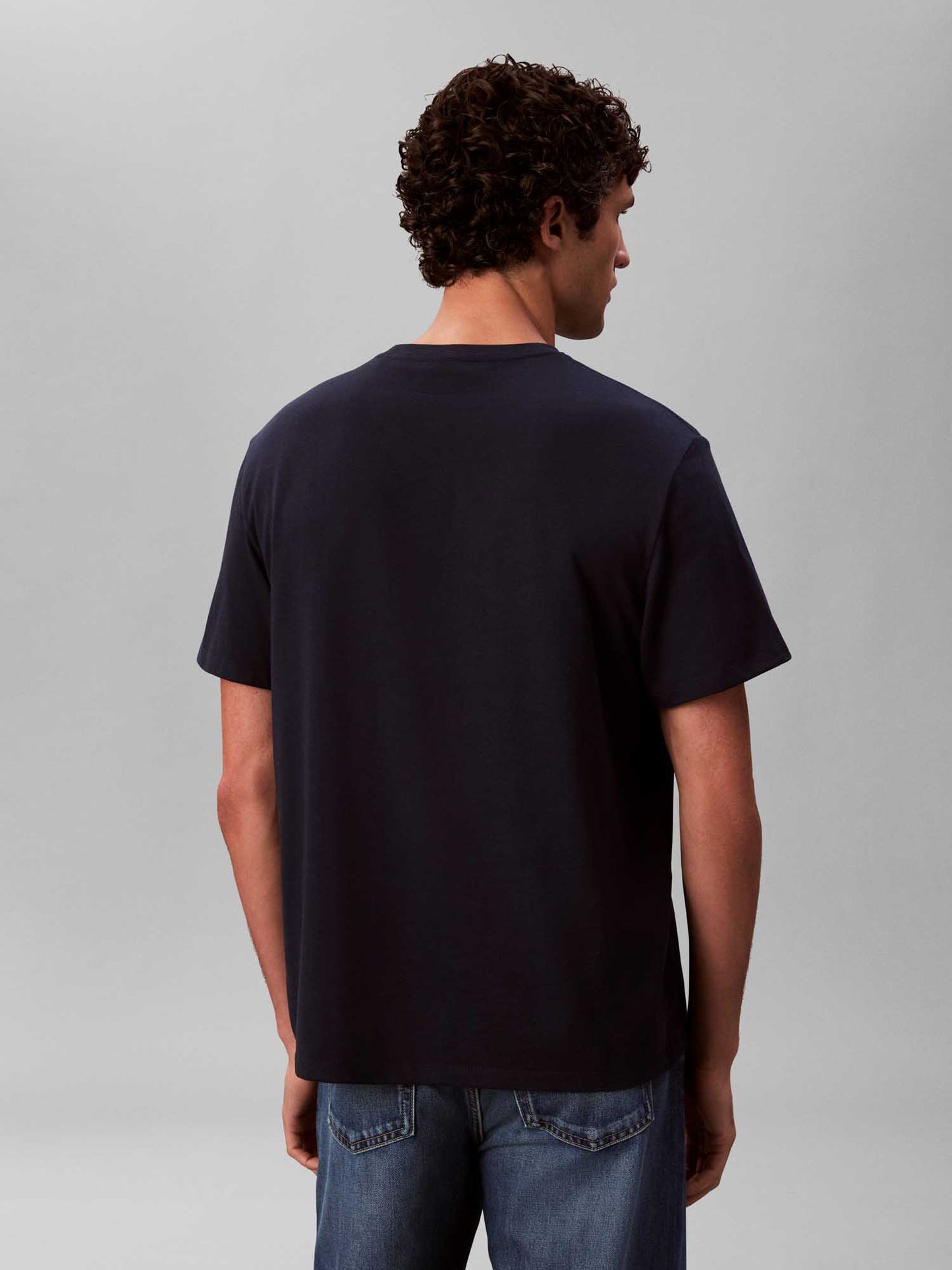 Calvin Klein Jeans t-shirt blu da uomo con logo ricamato