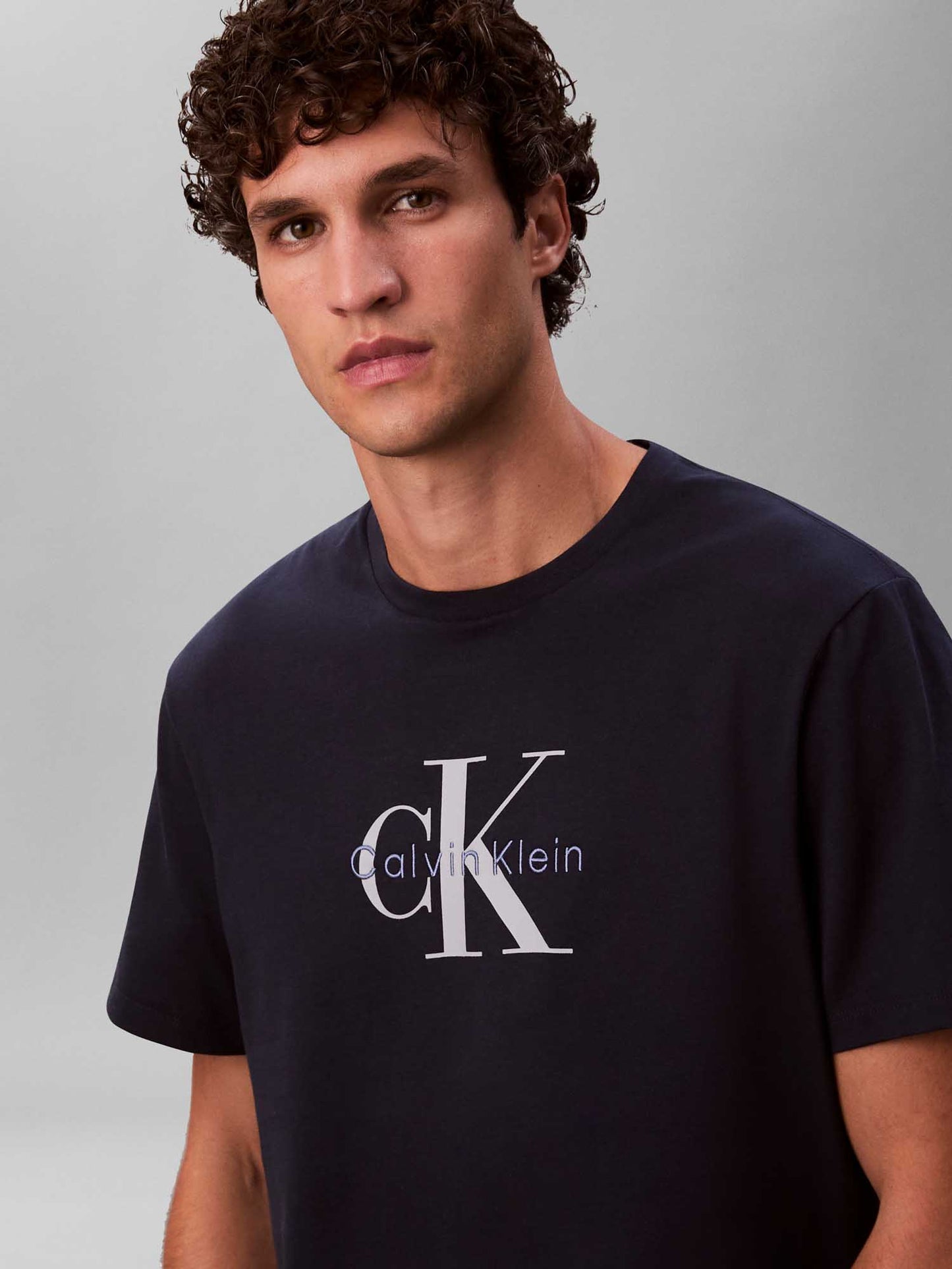 Calvin Klein Jeans t-shirt blu da uomo con logo ricamato