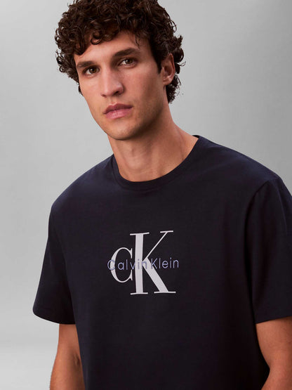 Calvin Klein Jeans t-shirt blu da uomo con logo ricamato