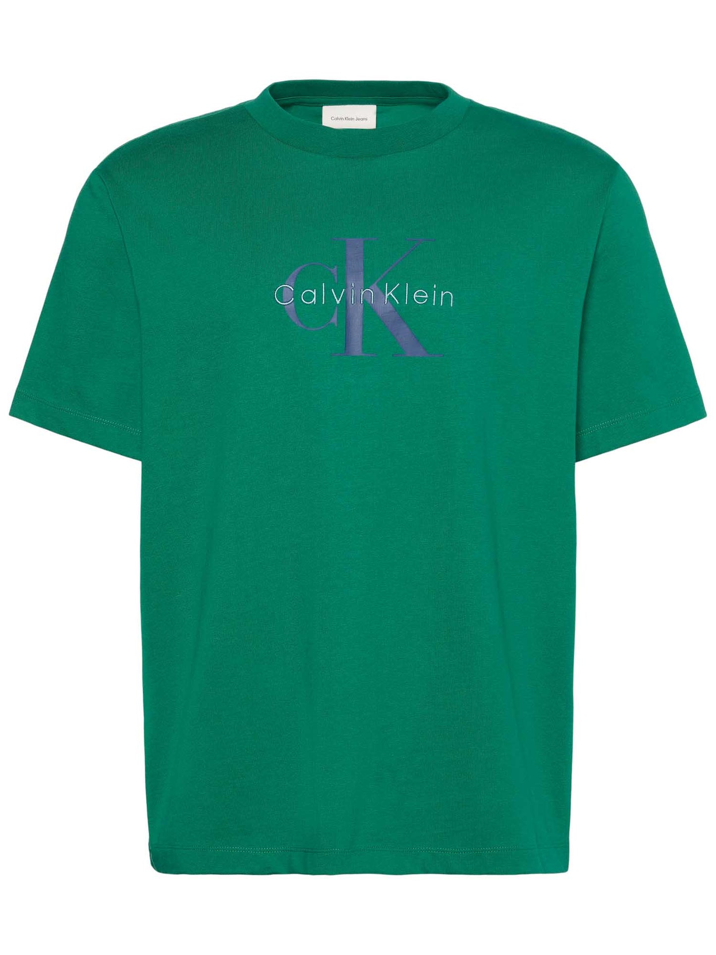 T-shirt verde Calvin Klein Jeans da uomo con logo ricamato