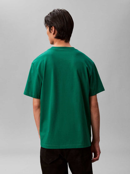 T-shirt verde Calvin Klein Jeans da uomo con logo ricamato