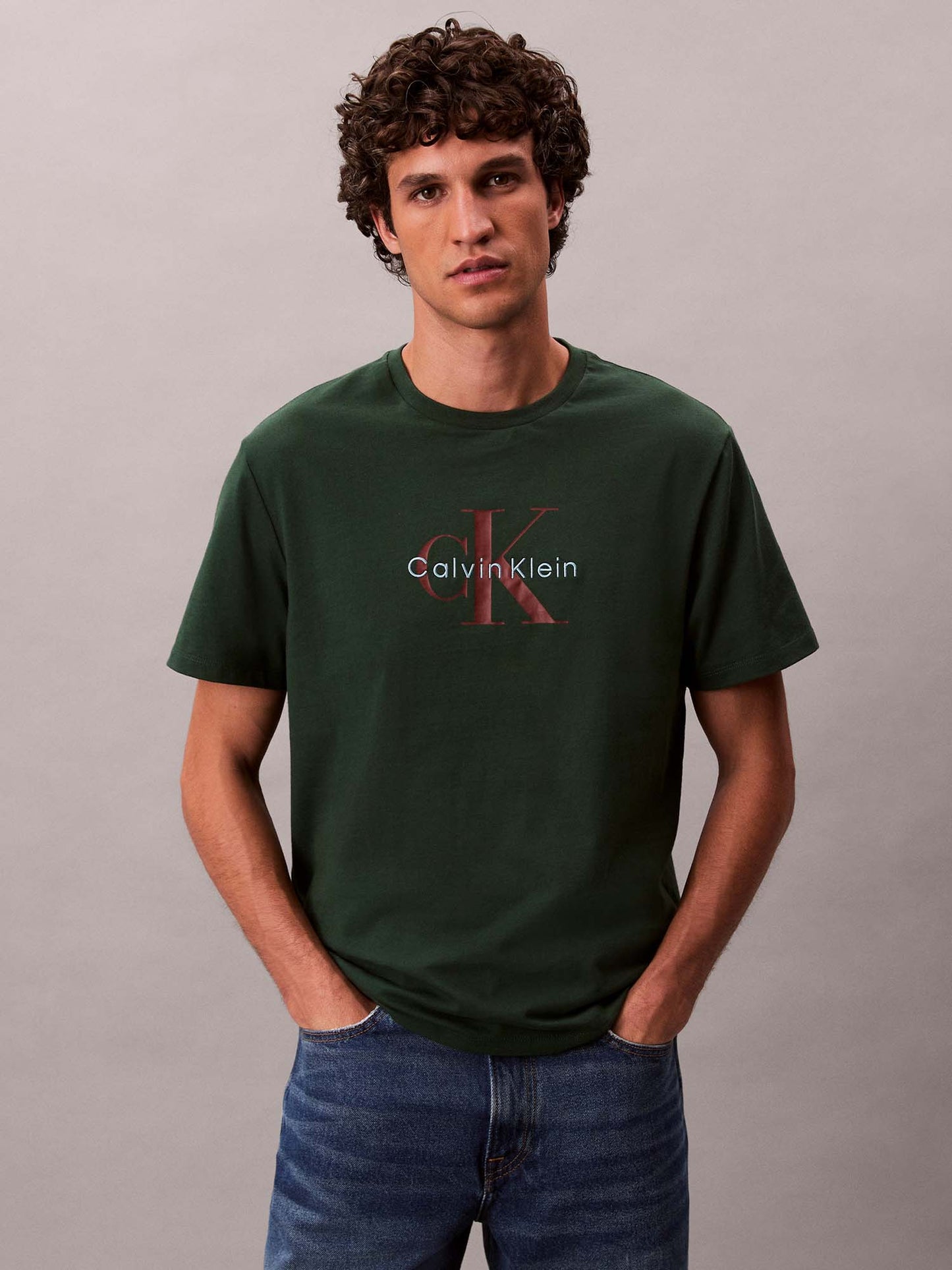 T-SHIRT HERO MONOLOGO TEE CALVIN KLEIN JEANS UOMO VERDE