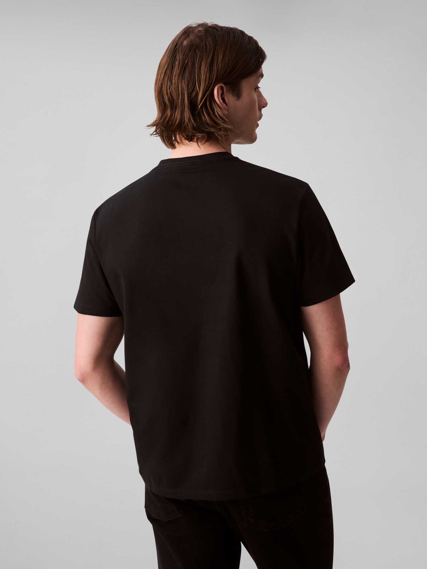 Calvin Klein Jeans, t-shirt nera da uomo con logo ricamato
