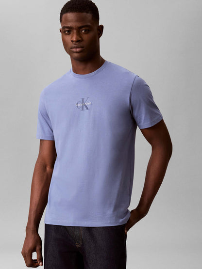 Calvin Klein CK 30S Micro Monolog, t-shirt maniche corte da uomo blu