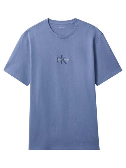 Calvin Klein CK 30S Micro Monolog, t-shirt maniche corte da uomo blu