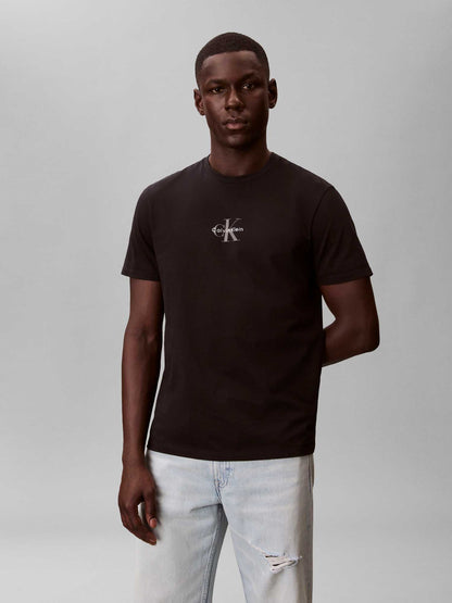 Calvin Klein Jeans t-shirt nera da uomo con monologo minimal