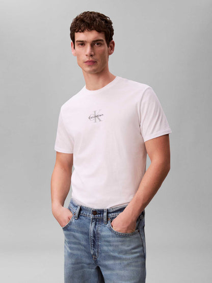 T-shirt da uomo Calvin Klein in cotone bianca con monologo