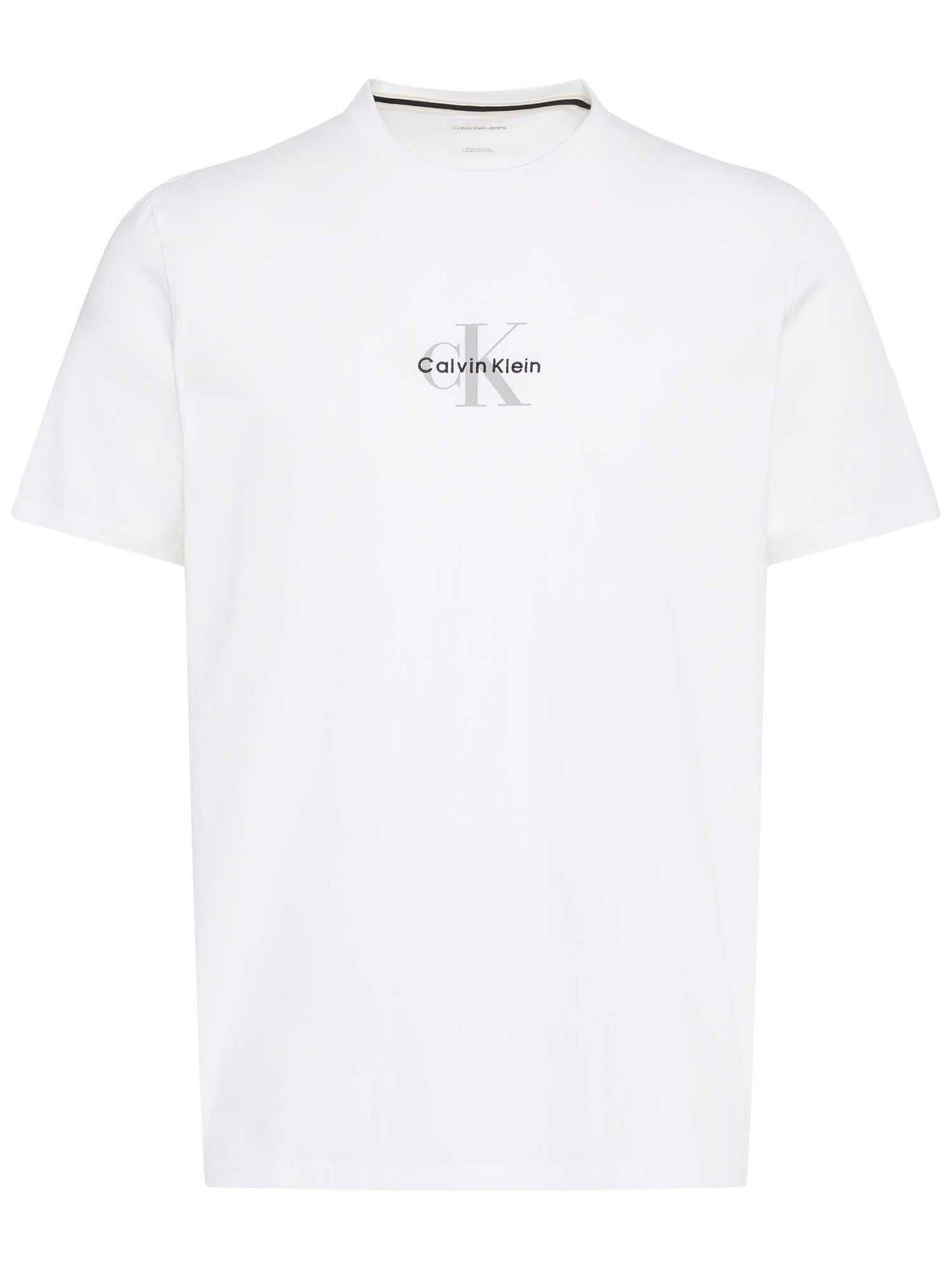 T-shirt da uomo Calvin Klein in cotone bianca con monologo