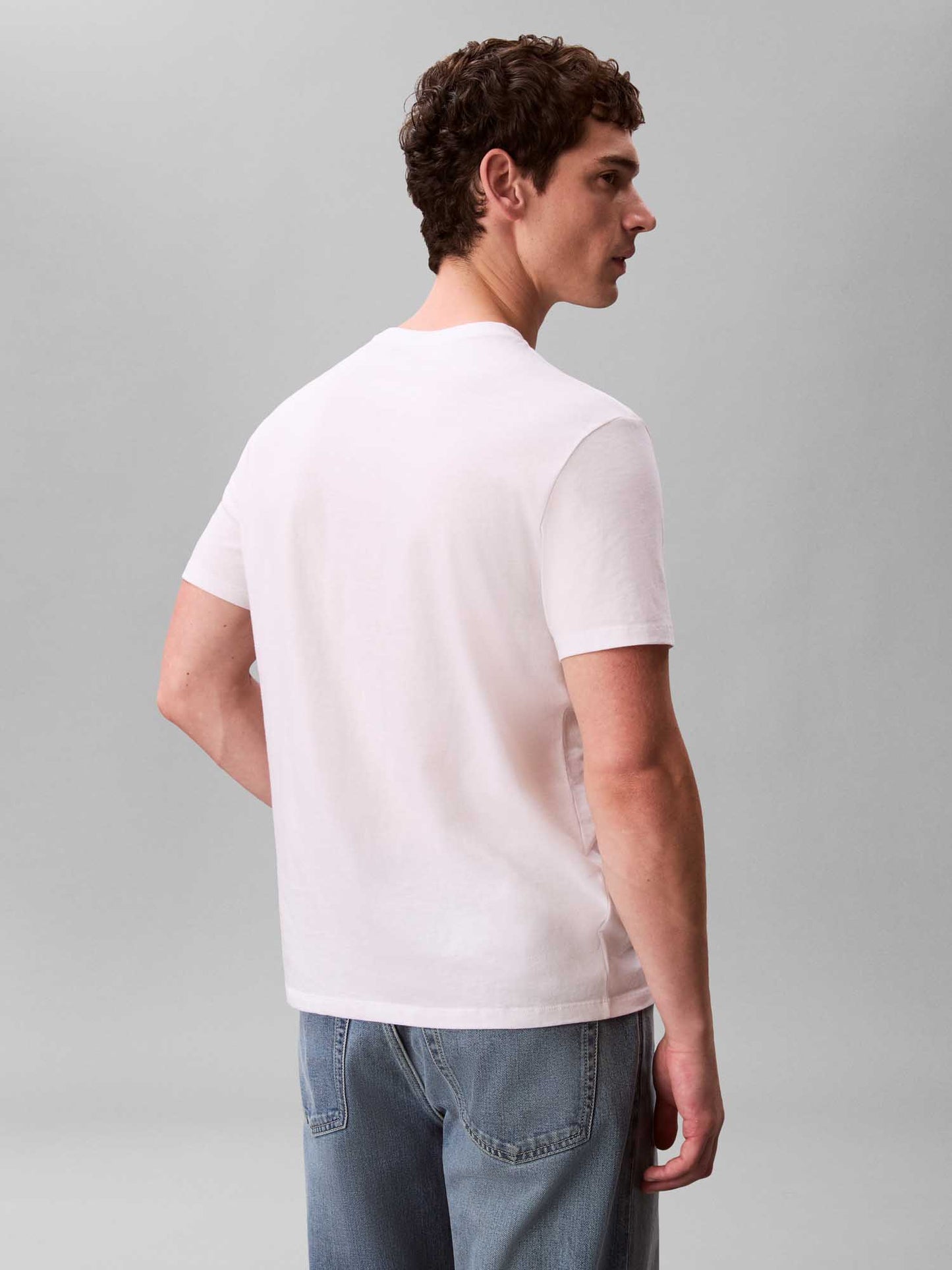 T-shirt da uomo Calvin Klein in cotone bianca con monologo